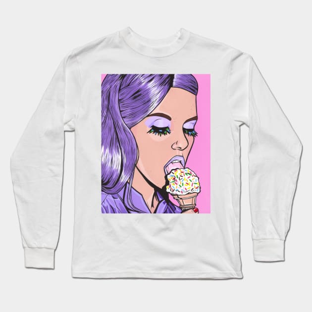 Purple Ice Cream Girl Long Sleeve T-Shirt by turddemon